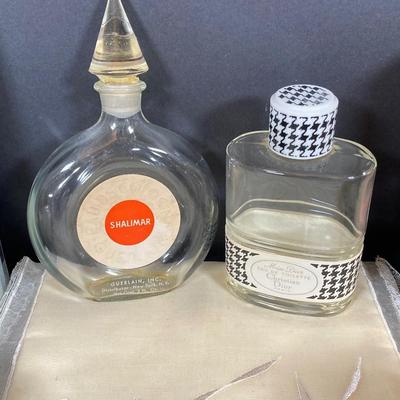 LOT 67: Vintage Westmoreland Handmade Frosted Glass Vanity Set, Perfume, Dusting Powders, Perfume Bottles and More