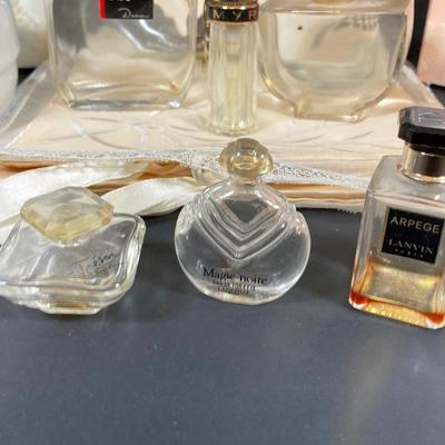 LOT 67: Vintage Westmoreland Handmade Frosted Glass Vanity Set, Perfume, Dusting Powders, Perfume Bottles and More