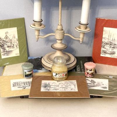 LOT 70: Vintage Underwriter's Laboratories, Inc. Portable Lamp, Haddonfield Homes Book, Collection of Litho Sketch Art Work and...