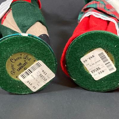 LOT 73: Byers' Choice Ltd Santa Claus with Basket of Chocolate, Byers' Choice Pair of Carolers and Decorative Ornaments