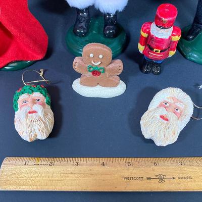 LOT 73: Byers' Choice Ltd Santa Claus with Basket of Chocolate, Byers' Choice Pair of Carolers and Decorative Ornaments