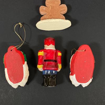 LOT 73: Byers' Choice Ltd Santa Claus with Basket of Chocolate, Byers' Choice Pair of Carolers and Decorative Ornaments