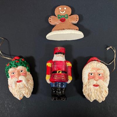 LOT 73: Byers' Choice Ltd Santa Claus with Basket of Chocolate, Byers' Choice Pair of Carolers and Decorative Ornaments