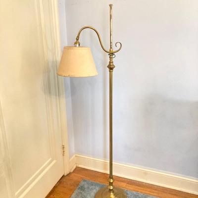 LOT 76: Brass Floor Lamp and Brass Andirons