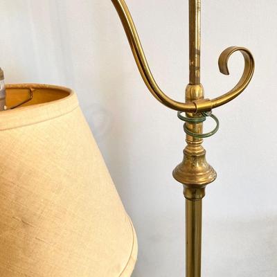 LOT 76: Brass Floor Lamp and Brass Andirons