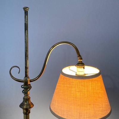 LOT 76: Brass Floor Lamp and Brass Andirons