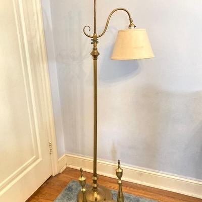 LOT 76: Brass Floor Lamp and Brass Andirons