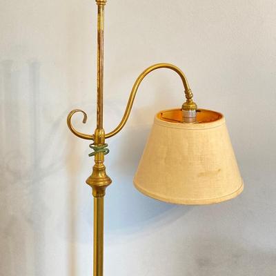 LOT 76: Brass Floor Lamp and Brass Andirons