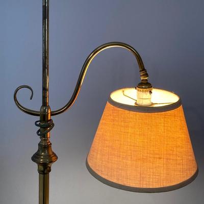 LOT 76: Brass Floor Lamp and Brass Andirons