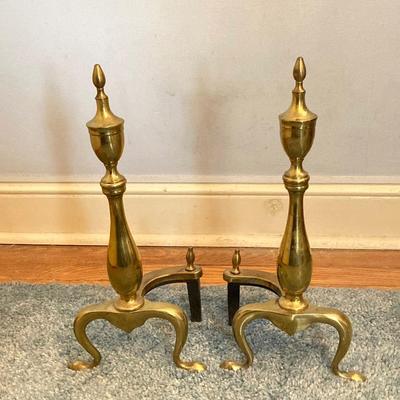 LOT 76: Brass Floor Lamp and Brass Andirons