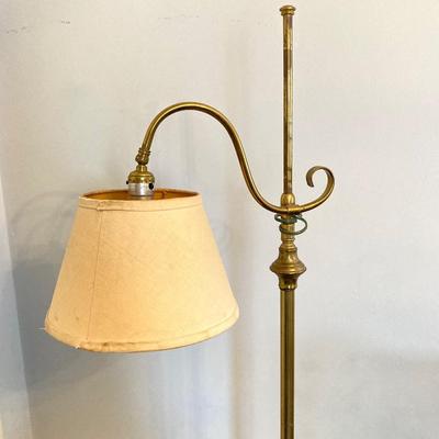 LOT 76: Brass Floor Lamp and Brass Andirons