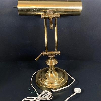 LOT 77: Brass Desk Lamp and Pair of Forged Baldwin Brass Candle Holders