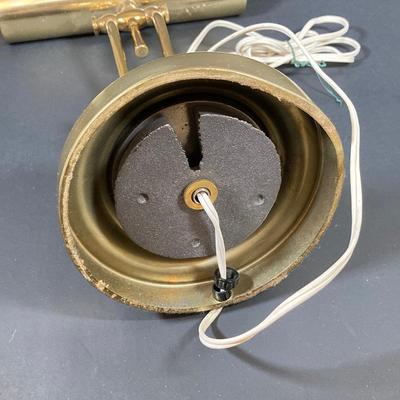 LOT 77: Brass Desk Lamp and Pair of Forged Baldwin Brass Candle Holders