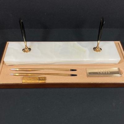 LOT 78: Pedrara Onyx Cross Pen Desk Set - (New in Original Box) #5203