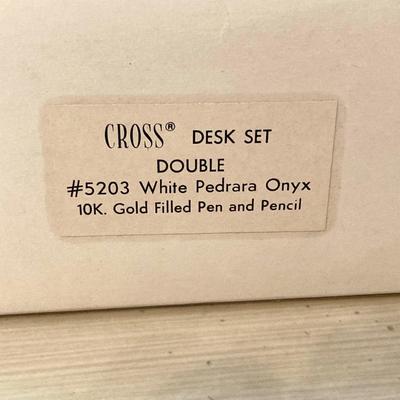 LOT 78: Pedrara Onyx Cross Pen Desk Set - (New in Original Box) #5203