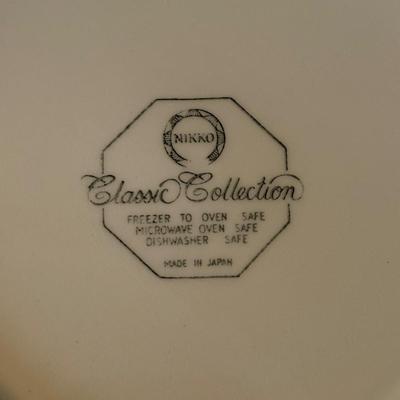 LOT 82: Nikko Christmastime China - 3 Boxes of Cups, Saucers and Plates, Two Tier Tray In Box, 3 Boxes of Salad Plates, a Serving...