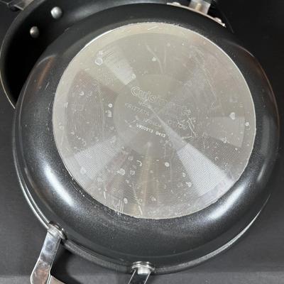 LOT 84: Cuisinart Compact Deep Fryer In Box, (2) Cuisinart 10" Frittata Pans, Glass Gravy Separator in Box, Cutting Board and More