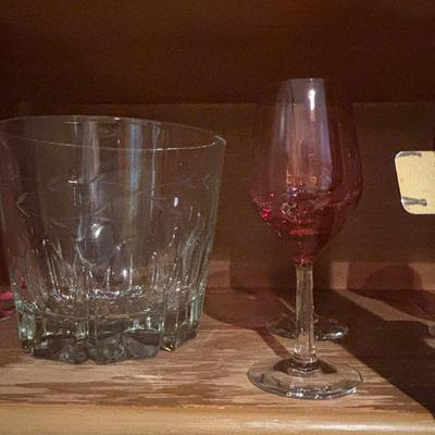 LOT 85: Kitchen Cabinet Lot - Contents Include China, Glasses Teapot Crystal and Much More