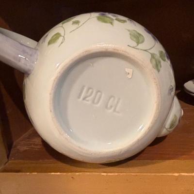 LOT 85: Kitchen Cabinet Lot - Contents Include China, Glasses Teapot Crystal and Much More