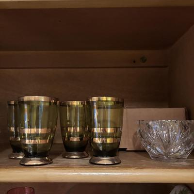 LOT 85: Kitchen Cabinet Lot - Contents Include China, Glasses Teapot Crystal and Much More