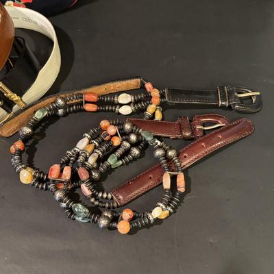 LOT 86: Vintage Fashion Accessories Including Italian Leather and Other Belts, Bags, Scarfs and More