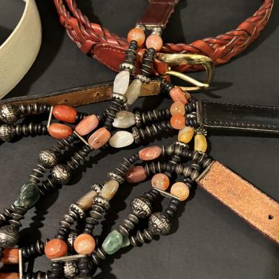 LOT 86: Vintage Fashion Accessories Including Italian Leather and Other Belts, Bags, Scarfs and More
