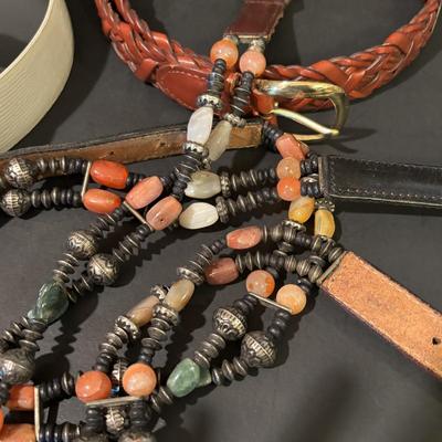 LOT 86: Vintage Fashion Accessories Including Italian Leather and Other Belts, Bags, Scarfs and More