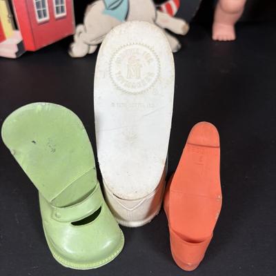 LOT 87: Vintage Toy Collection Pebbles Doll, Doll Cloths, Peter Rabbit Plush and More