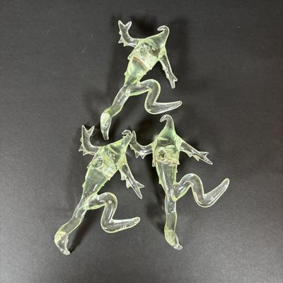 LOT 88: Set of 5 MCM Icy the Icicle Man Lucite/Acrylic Ornament Designed by George Fusek, a Group Icicle Light Covers and Bell Shaped...