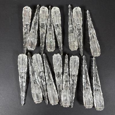 LOT 89: Set of 5 MCM "Icy the Icicle Man" Lucite/Acrylic Ornament Designed by George Fusek and a Group of Icicle Light Covers...