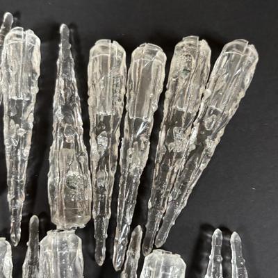 LOT 89: Set of 5 MCM "Icy the Icicle Man" Lucite/Acrylic Ornament Designed by George Fusek and a Group of Icicle Light Covers...