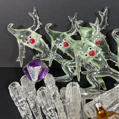 LOT 89: Set of 5 MCM "Icy the Icicle Man" Lucite/Acrylic Ornament Designed by George Fusek and a Group of Icicle Light Covers...