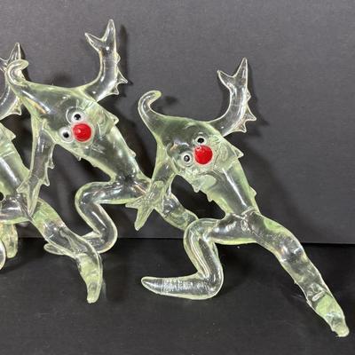 LOT 89: Set of 5 MCM "Icy the Icicle Man" Lucite/Acrylic Ornament Designed by George Fusek and a Group of Icicle Light Covers...