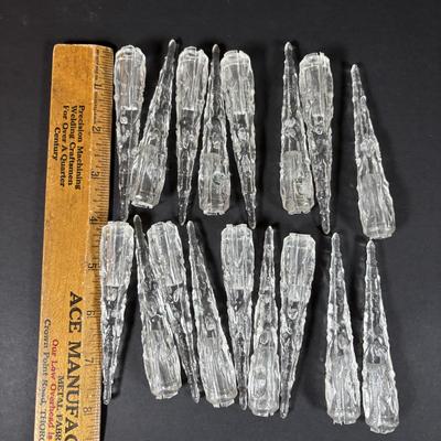 LOT 89: Set of 5 MCM "Icy the Icicle Man" Lucite/Acrylic Ornament Designed by George Fusek and a Group of Icicle Light Covers...