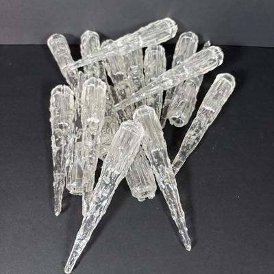 LOT 89: Set of 5 MCM "Icy the Icicle Man" Lucite/Acrylic Ornament Designed by George Fusek and a Group of Icicle Light Covers...