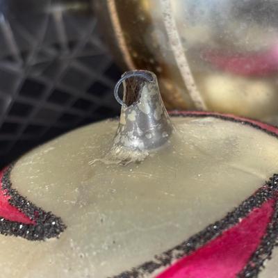 LOT 90: De Carlini Clown Christmas Ornament and Other Glass Bulbs and Ornaments