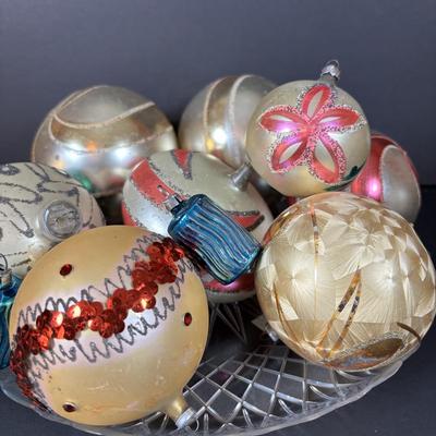 LOT 90: De Carlini Clown Christmas Ornament and Other Glass Bulbs and Ornaments