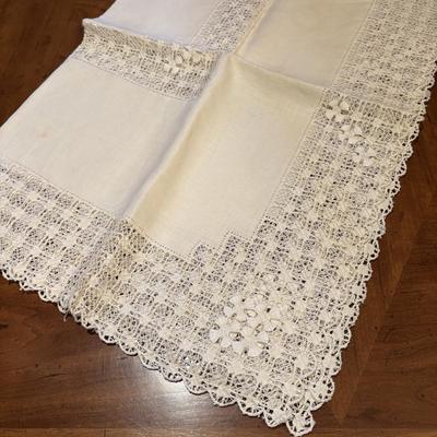 LOT 92: Assortment of Lacy ,Embroidered and Holiday Table Linens and More