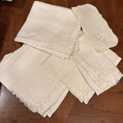 LOT 92: Assortment of Lacy ,Embroidered and Holiday Table Linens and More