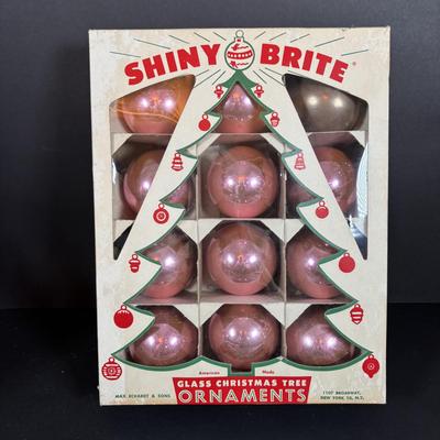 LOT 94: Vintage Glass Christmas Bulbs in Original Boxes,Plastic Beads and Porcelain Faced Angel Tree Topper