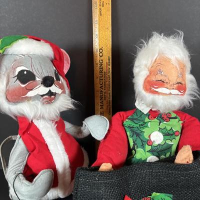 LOT 98: Large Sitting Annalee Santa with Bag and Santa Mouse