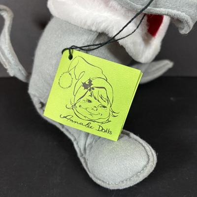 LOT 98: Large Sitting Annalee Santa with Bag and Santa Mouse