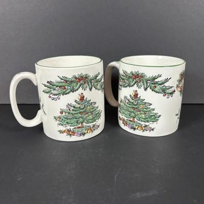 LOT 100: Assortment of Holiday China, Glasses, Mugs, Dishes by Lenox, Spode, and More