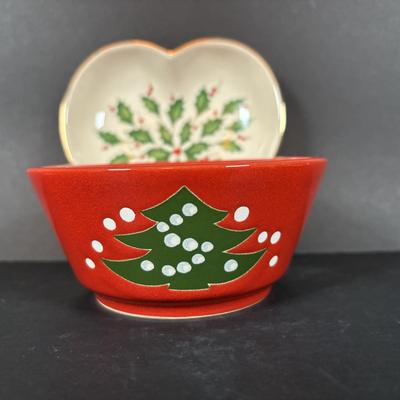 LOT 100: Assortment of Holiday China, Glasses, Mugs, Dishes by Lenox, Spode, and More