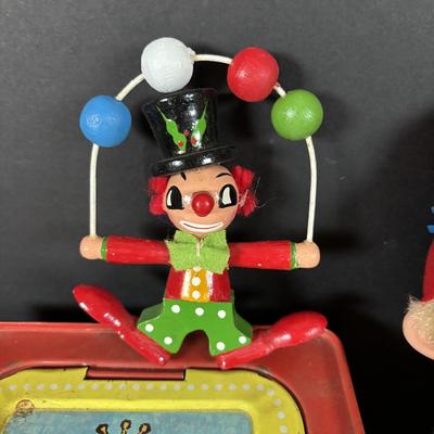 LOT:100: Keep Them Laughing Clown Collection Including Mattel Jack In the Box, Kmar Clown Doll, Wood Circus Figures and a Signed Ron Lee...