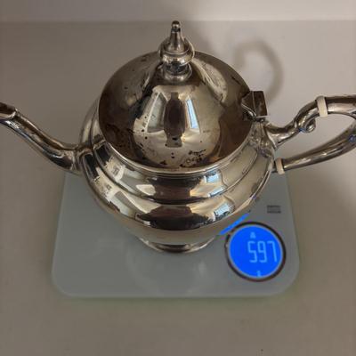 LOT 105: Gorham Sterling Silver Tea Service Set with Oval Silverplate Serving Tray Tw. 1,790g