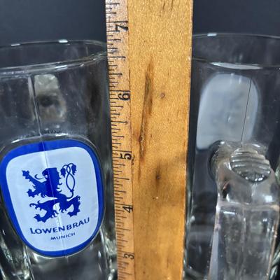 LOT 104: Collection of Copper, Glass and Ceramic Beer Steins and Mugs Lowenbrau and More, Romana Caffe Copper Tray, and Other Bar Must Haves