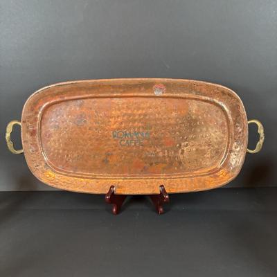 LOT 104: Collection of Copper, Glass and Ceramic Beer Steins and Mugs Lowenbrau and More, Romana Caffe Copper Tray, and Other Bar Must Haves