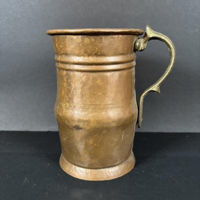 LOT 104: Collection of Copper, Glass and Ceramic Beer Steins and Mugs Lowenbrau and More, Romana Caffe Copper Tray, and Other Bar Must Haves