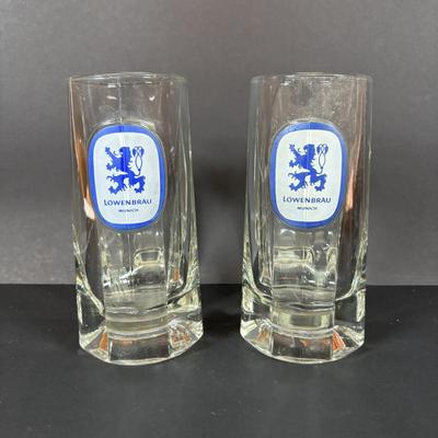 LOT 104: Collection of Copper, Glass and Ceramic Beer Steins and Mugs Lowenbrau and More, Romana Caffe Copper Tray, and Other Bar Must Haves